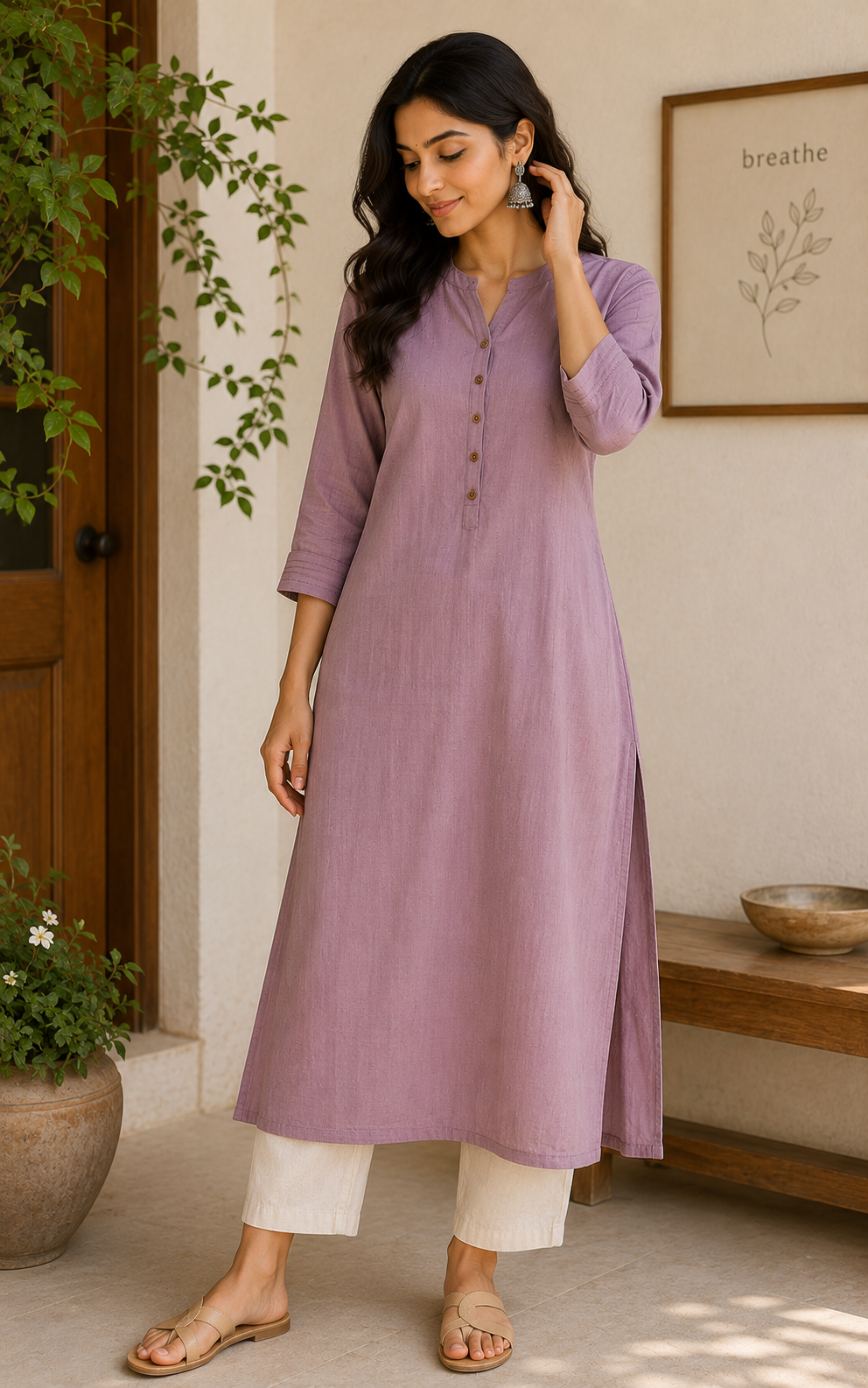 Mauve Essence Office Kurta