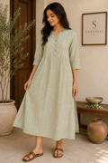 Sage Bloom Cotton Dress